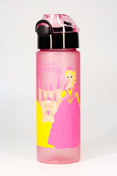 Telvesse Children's Water Bottle Tritan Water Bottle with Straw Princess School Water Bottle with Straw Bpa-Free 550ml Pink T0101
