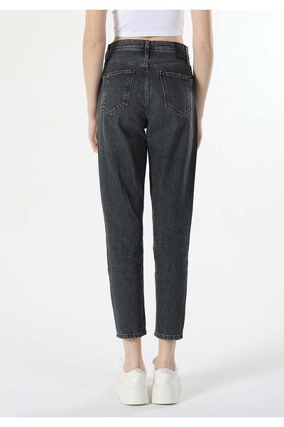 Colin's Mom Fit Pantaloni negri de damă cu talie înaltă, cu picior strâns