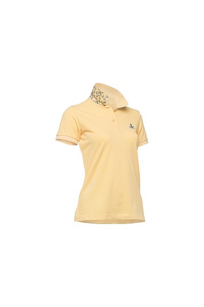 ANEMOSS Crab Pattern Women's Polo Neck T-shirt, Yellow, L
