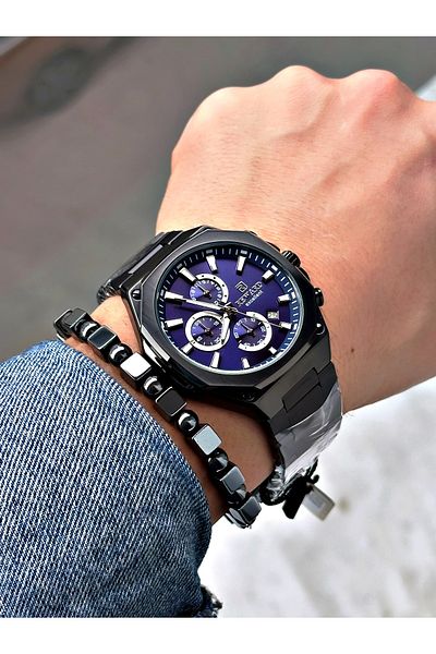 Reward Smoked Color Square Model Functional Men's Wristwatch + Bracelet with Gift