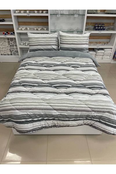argehome Double Double Sided Luxury Welsoft Elite Quilt Soft Fleece Quilt and Pillowcase Tasel Gray