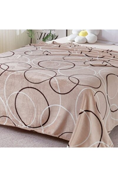 Pucioasa Beige cocolino blanket with thin circles, 200x230cm