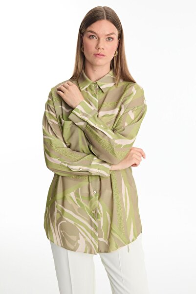 Zühre Patterned Khaki Shirt G-0100
