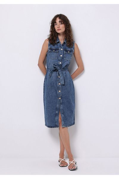 Colin's Slim Fit Straight Women's Blue Sleeveless Dress