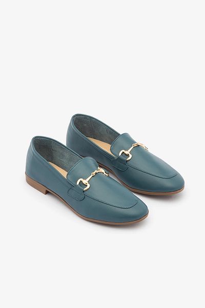 SAYL Blue Genuine Leather Chain Buckle Women's Loafer