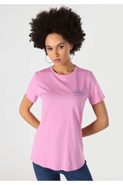 Colin's Pink Regular Fit Crew Neck Women's T-Shirt - Short Sleeve