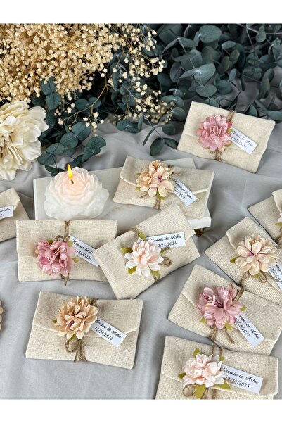Armoni 50 Adet Keten Kese Kokulu Sabun Düğün Nişan Söz Kına Parti Baby Shower