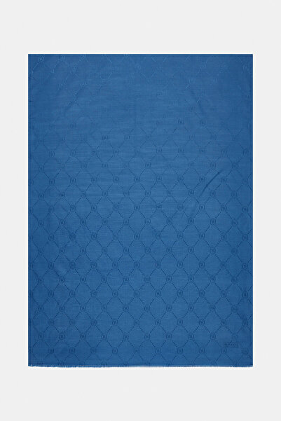 Vakko Pamuk İpek Şal - Monogram - Açık Saks