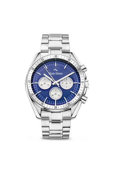 Mats Meier Arosa Racing Chronograaf Herrenuhr Silberfarbene Und Blauw Mm50014