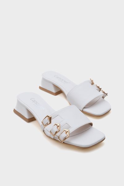 Capone Outfitters Papuci de damă Lesley cu toc scurt, cu vârf tocit, cu cataramă