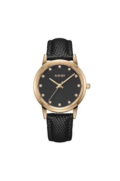 Burker Damenuhr Amy Gold Schwarz Leder