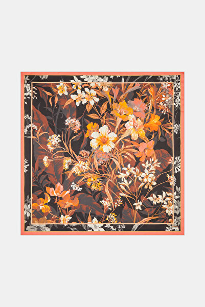 Vakko SİYAH ÇİÇEK DESENLİ TWILL EŞARP