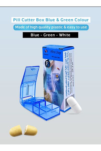 First Step Pill Cutter (Blue) – Stainless Blade Tablet Splitter | Compact, Safe & Precise Design