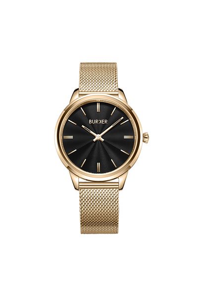 Burker Damenuhr Emily Gold Schwarz Mesh