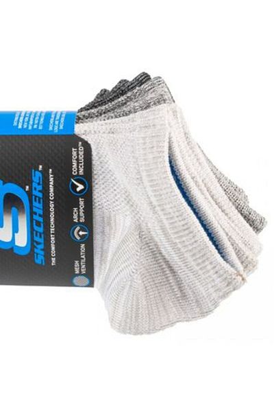 SKECHERS 6PK BOYS NON TERRY LOW CUT men's socks gray