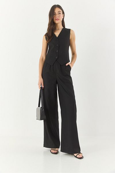 Bianco Lucci Damen-Weste mit klassischem Schnitt und Hose mit hoher Taille, Stoff-Unter-Oberteil-Anzug 9270 60281048