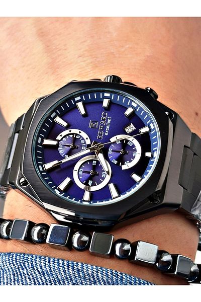 Reward Smoked Color Square Model Functional Men's Wristwatch + Bracelet with Gift