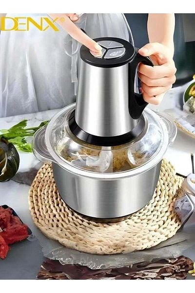 Denx 2L 850W Electric Meat Grinder and Chopper with 2 Variable Speeds and Stainless Steel Bowl, Food
