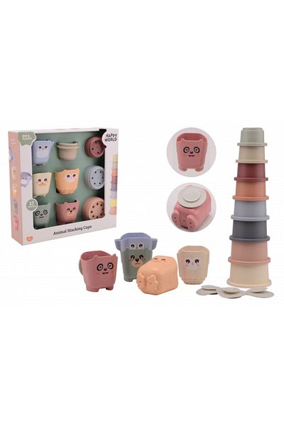 Johntoy Stacking and water play set, Montessori, buckets and cups