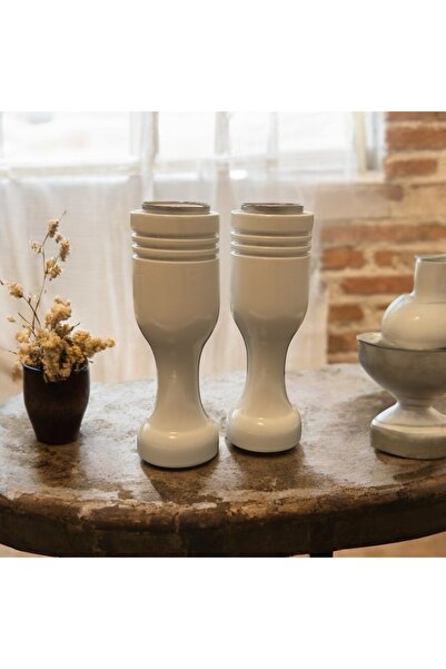 Sienta Home Dekoratif Ahşap Kadeh 3’lü Mumluk - Şamdan Doğal Gürgen Ağacı