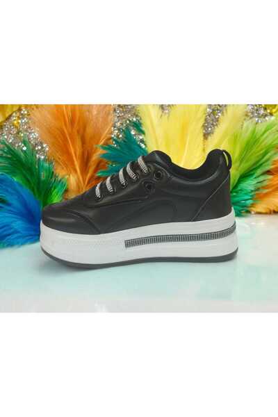 Flet KADIN ORTOPEDİK TAŞLI BAĞCIKLI POLİ TABAN GÜNLÜK KONFORLU SNEAKER