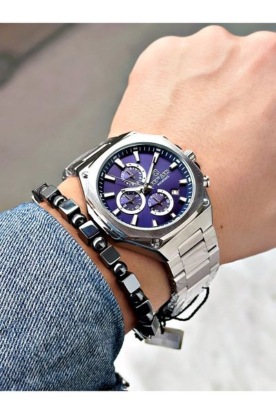 Reward Smoked Color Square Model Functional Men's Wristwatch + Bracelet with Gift