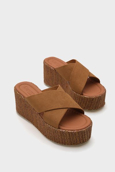 Capone Outfitters Vina Platform Cross Strap Women's Slippers