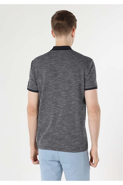 Colin's Regular Fit Polo Neck Jacquard Men's Navy Blue Short Sleeve T-Shirt