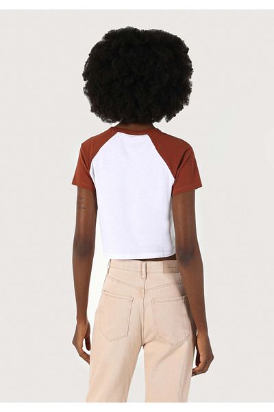 Colin's Tricou crop cu imprimeu alb - slim fit, decolteu, maneca scurta