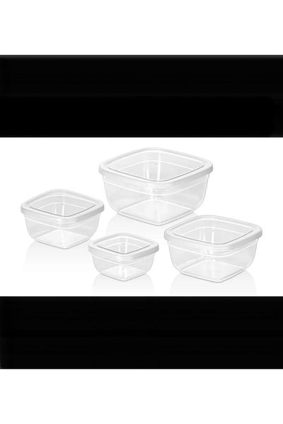 Bulutlife Square 4-Pack 500-900-1500-2400 ml Transparent Storage Container Set