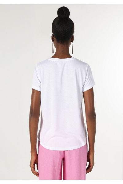 Colin's Tricou alb de damă cu mânecă scurtă