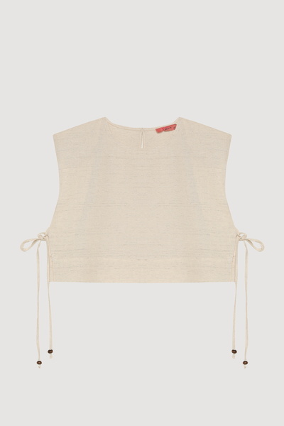 Quzu Padded Blouse with Side Ties Natural