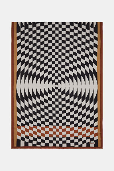 Vakko SİYAH GEOMETRİK DESENLİ KAŞMİR/İPEK ŞAL