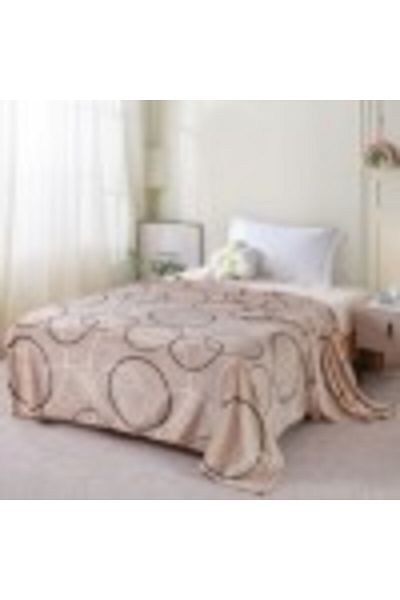 Pucioasa Beige cocolino blanket with thin circles, 200x230cm