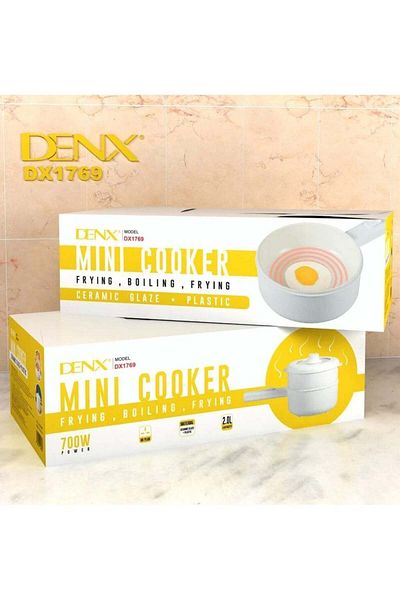 Denx مقلاة بيض كهربائية صغيرة محمولة، سعة 2 لتر، قوة 700 واط
