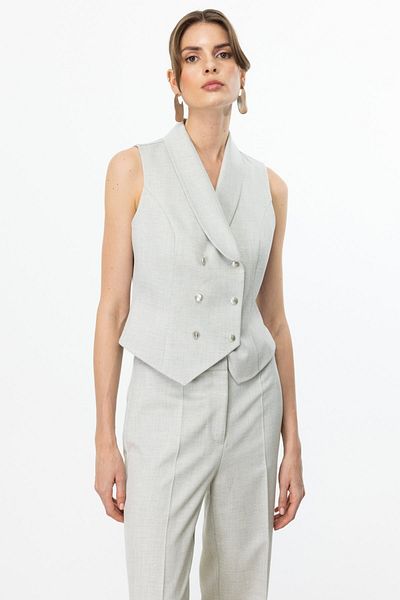 Ekol Double Breasted Collar Buttoned Vest