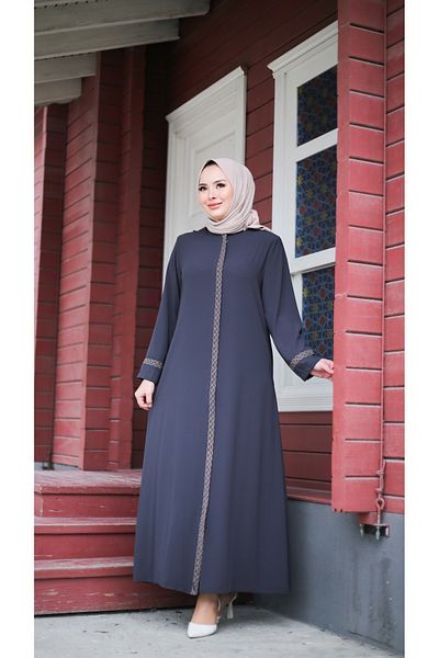 Moda İncir Stone Embroidered Ferace