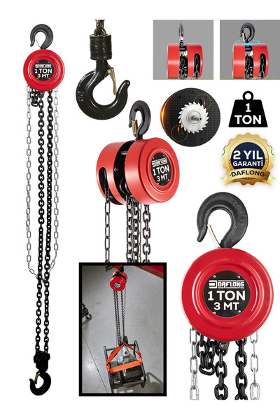 DAFLONG PROFESSİONEL ZİNCİRLİ CARASKAL PASLANMAZ ÇELİK 1 TON 3 METRE CARASKAL VİNÇ
