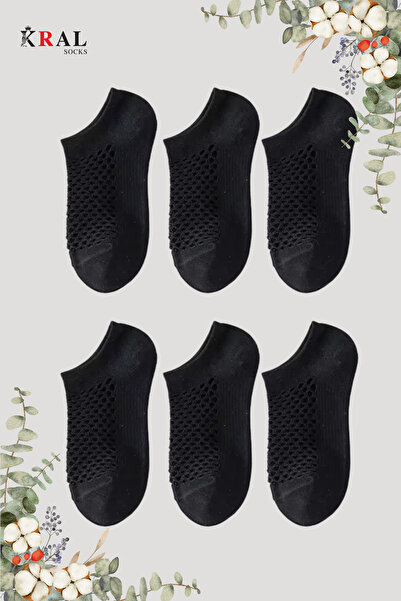 KRAL SOCKS Дамски ботуши (6 чифта) Четвърт чорап, мрежест модел, комплект памучни чорапи, които не изпотяват