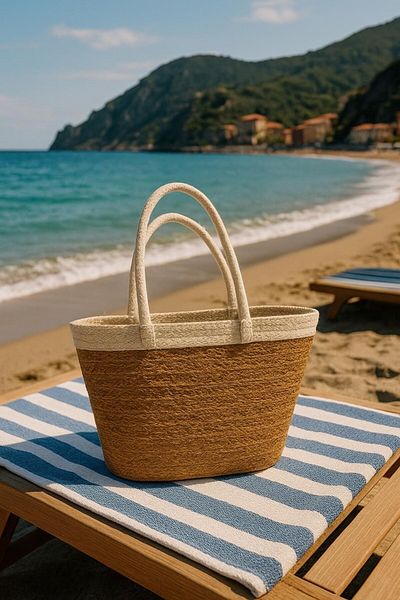 Arma House Large Size Natural Straw Beach Bag