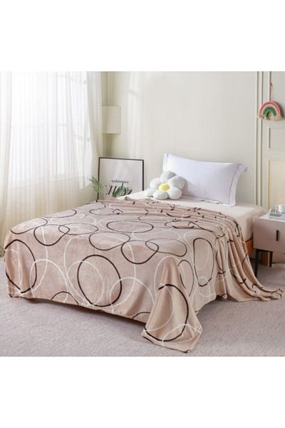 Pucioasa Beige cocolino blanket with thin circles, 200x230cm