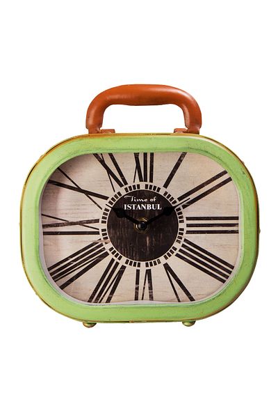 XOOM Vintage Green Brown Retro Suitcase Table Clock