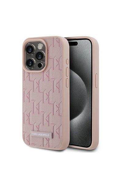 Karl Lagerfeld Husă pentru iPhone 15 Pro Max din piele MagSafe, Karl Lagerfeld - Roz