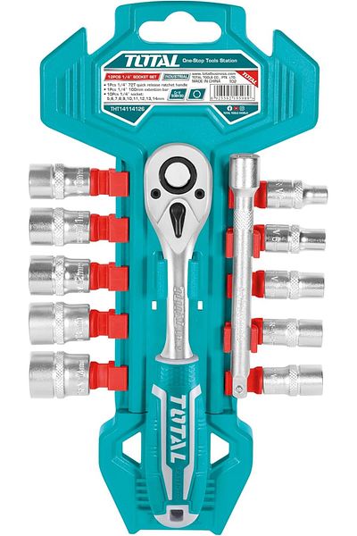 TOTAL 1/4" Socket Set 12 PCS CRV THT14114126