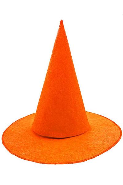 Skygo Orange Color Felt Witch Hat Compatible with Adults and Children 35X38 cm