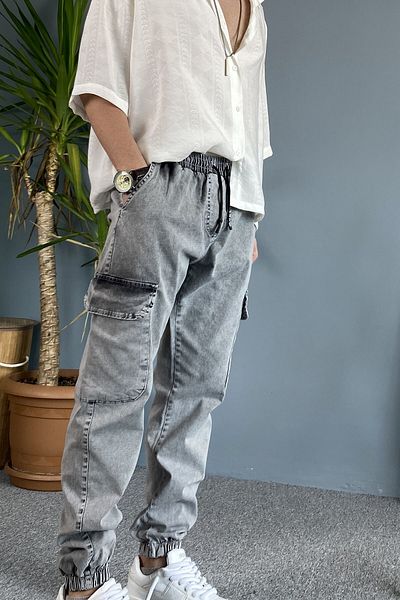 Alışveriş Sokağı Boyfriend Jogger Cargo Jeans με ελαστικά πόδια