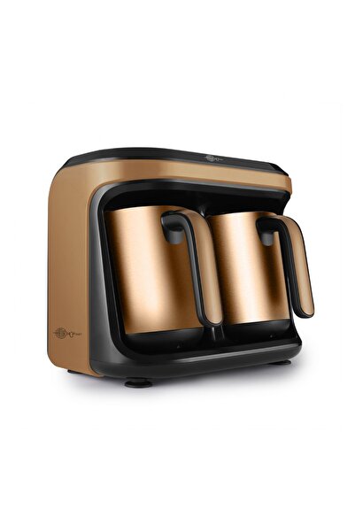 Karaca Hatır Hüp Duet Aroma Steel Steel Double Turkish Coffee Machine with Coffee Pot 10 Cup Capacity Bronze