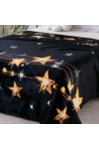 Pucioasa Black cocolino blanket with stars 200x230cm