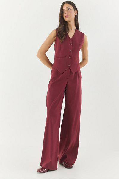 Bianco Lucci Damen-Weste mit klassischem Schnitt und Hose mit hoher Taille, Stoff-Unter-Oberteil-Anzug 9270 60281048