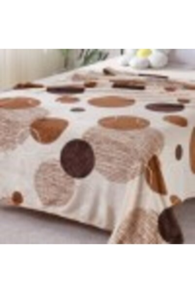 Pucioasa Beige cocolino blanket 200x230cm with brown circles